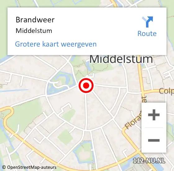Locatie op kaart van de 112 melding: Brandweer Middelstum op 7 december 2022 22:00