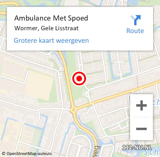 Locatie op kaart van de 112 melding: Ambulance Met Spoed Naar Wormer, Gele Lisstraat op 7 december 2022 22:20