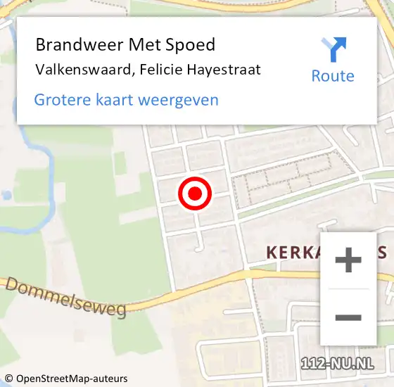 Locatie op kaart van de 112 melding: Brandweer Met Spoed Naar Valkenswaard, Felicie Hayestraat op 7 december 2022 22:35