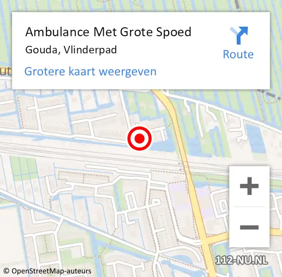 Locatie op kaart van de 112 melding: Ambulance Met Grote Spoed Naar Gouda, Vlinderpad op 7 december 2022 22:51