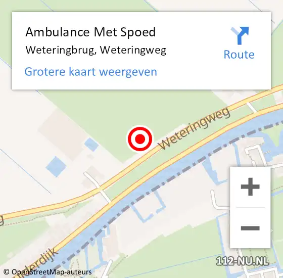 Locatie op kaart van de 112 melding: Ambulance Met Spoed Naar Weteringbrug, Weteringweg op 7 december 2022 23:17