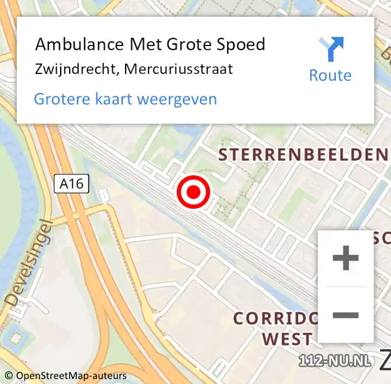 Locatie op kaart van de 112 melding: Ambulance Met Grote Spoed Naar Zwijndrecht, Mercuriusstraat op 7 december 2022 23:43