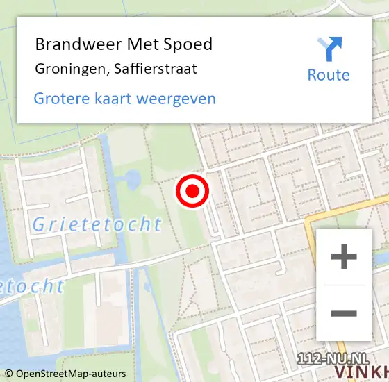 Locatie op kaart van de 112 melding: Brandweer Met Spoed Naar Groningen, Saffierstraat op 7 december 2022 23:55