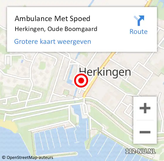 Locatie op kaart van de 112 melding: Ambulance Met Spoed Naar Herkingen, Oude Boomgaard op 8 december 2022 00:02