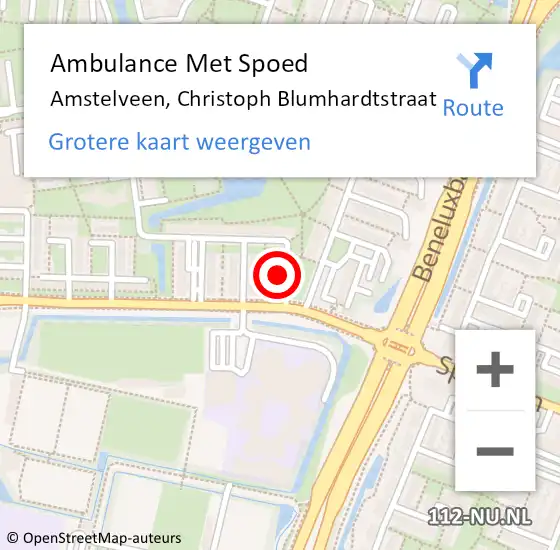 Locatie op kaart van de 112 melding: Ambulance Met Spoed Naar Amstelveen, Christoph Blumhardtstraat op 8 december 2022 00:20