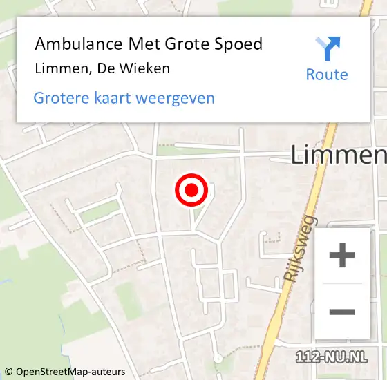 Locatie op kaart van de 112 melding: Ambulance Met Grote Spoed Naar Limmen, De Wieken op 8 december 2022 00:27