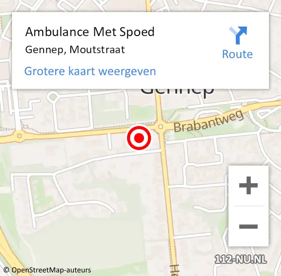 Locatie op kaart van de 112 melding: Ambulance Met Spoed Naar Gennep, Moutstraat op 8 december 2022 00:58