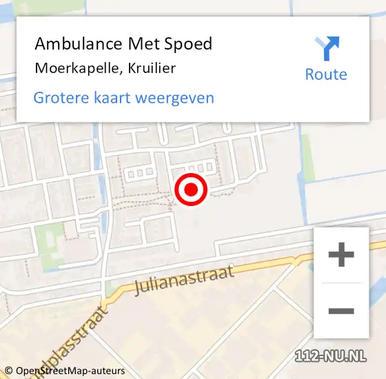 Locatie op kaart van de 112 melding: Ambulance Met Spoed Naar Moerkapelle, Kruilier op 8 december 2022 01:46