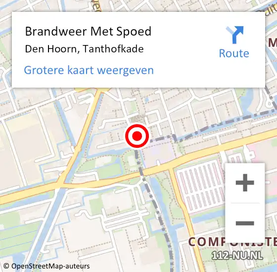 Locatie op kaart van de 112 melding: Brandweer Met Spoed Naar Den Hoorn, Tanthofkade op 8 december 2022 02:00