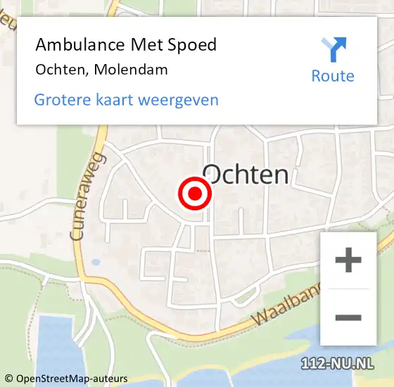 Locatie op kaart van de 112 melding: Ambulance Met Spoed Naar Ochten, Molendam op 8 december 2022 02:34