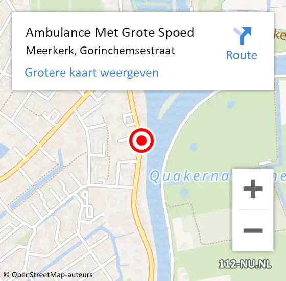 Locatie op kaart van de 112 melding: Ambulance Met Grote Spoed Naar Meerkerk, Gorinchemsestraat op 8 december 2022 04:20