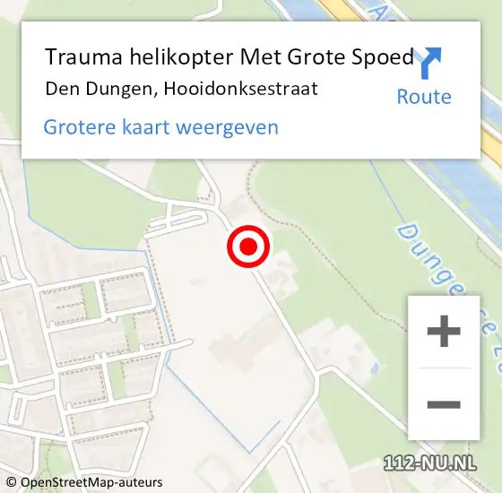 Locatie op kaart van de 112 melding: Trauma helikopter Met Grote Spoed Naar Den Dungen, Hooidonksestraat op 8 december 2022 04:31