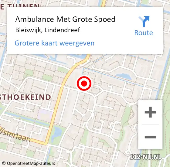 Locatie op kaart van de 112 melding: Ambulance Met Grote Spoed Naar Bleiswijk, Lindendreef op 8 december 2022 04:56