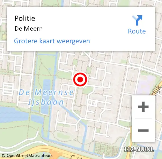 Locatie op kaart van de 112 melding: Politie De Meern op 8 december 2022 05:40