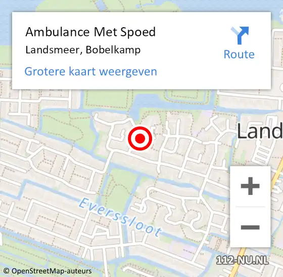 Locatie op kaart van de 112 melding: Ambulance Met Spoed Naar Landsmeer, Bobelkamp op 8 december 2022 05:40