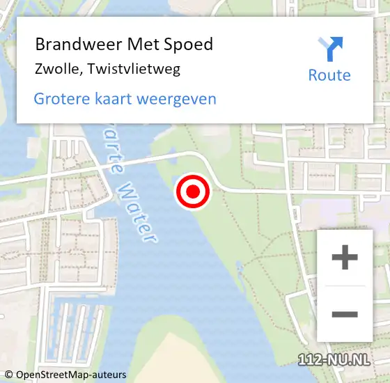 Locatie op kaart van de 112 melding: Brandweer Met Spoed Naar Zwolle, Twistvlietweg op 8 december 2022 05:51