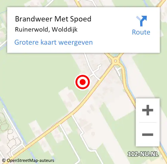 Locatie op kaart van de 112 melding: Brandweer Met Spoed Naar Ruinerwold, Wolddijk op 8 december 2022 06:45