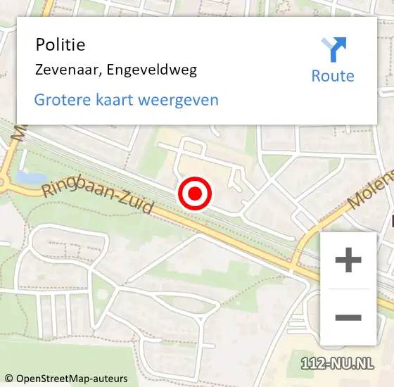 Locatie op kaart van de 112 melding: Politie Zevenaar, Engeveldweg op 8 december 2022 07:23