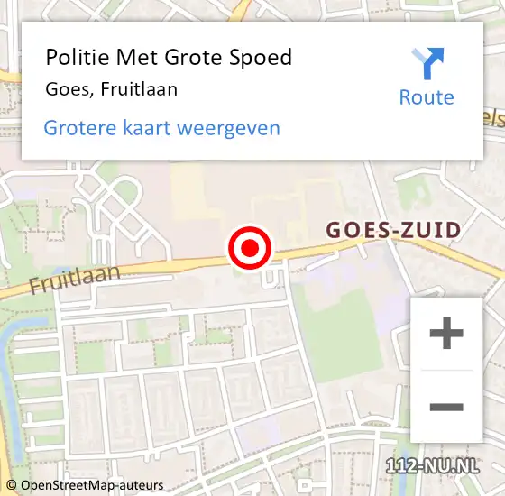 Locatie op kaart van de 112 melding: Politie Met Grote Spoed Naar Goes, Fruitlaan op 8 december 2022 07:26