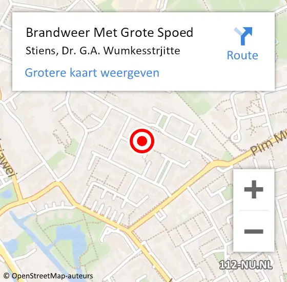 Locatie op kaart van de 112 melding: Brandweer Met Grote Spoed Naar Stiens, Dr. G.A. Wumkesstrjitte op 8 december 2022 08:20