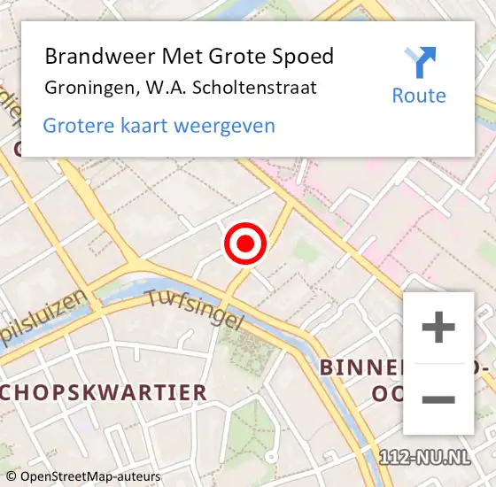 Locatie op kaart van de 112 melding: Brandweer Met Grote Spoed Naar Groningen, W.A. Scholtenstraat op 8 december 2022 08:21