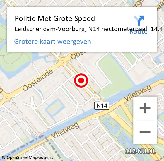 Locatie op kaart van de 112 melding: Politie Met Grote Spoed Naar Leidschendam-Voorburg, N14 hectometerpaal: 14,4 op 8 december 2022 08:24