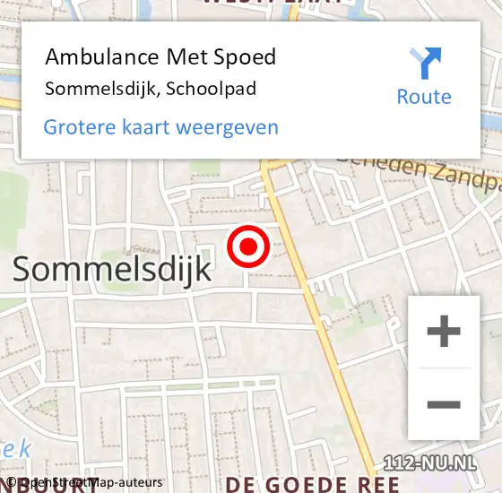 Locatie op kaart van de 112 melding: Ambulance Met Spoed Naar Sommelsdijk, Schoolpad op 7 augustus 2014 15:12