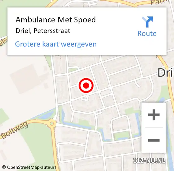 Locatie op kaart van de 112 melding: Ambulance Met Spoed Naar Driel, Petersstraat op 8 december 2022 08:34