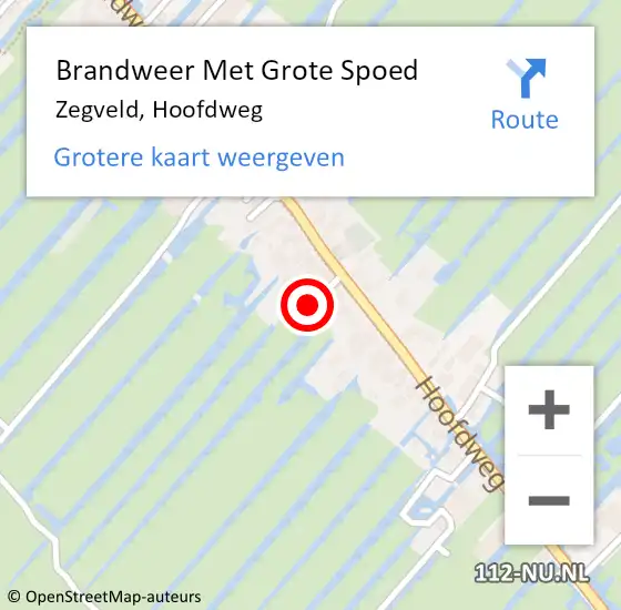 Locatie op kaart van de 112 melding: Brandweer Met Grote Spoed Naar Zegveld, Hoofdweg op 8 december 2022 08:50