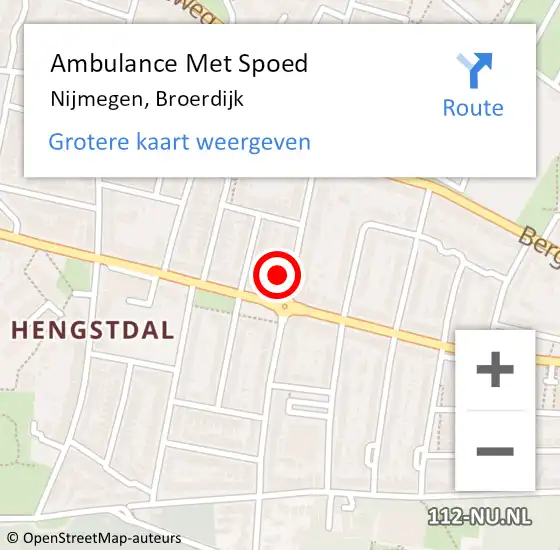 Locatie op kaart van de 112 melding: Ambulance Met Spoed Naar Nijmegen, Broerdijk op 8 december 2022 09:00