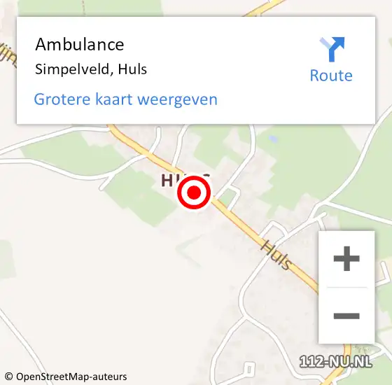 Locatie op kaart van de 112 melding: Ambulance Simpelveld, Huls op 7 augustus 2014 15:15