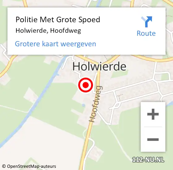 Locatie op kaart van de 112 melding: Politie Met Grote Spoed Naar Holwierde, Hoofdweg op 8 december 2022 09:02