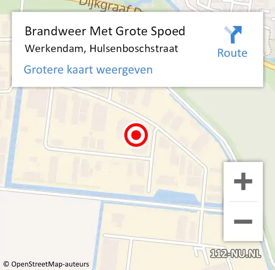 Locatie op kaart van de 112 melding: Brandweer Met Grote Spoed Naar Werkendam, Hulsenboschstraat op 8 december 2022 09:17