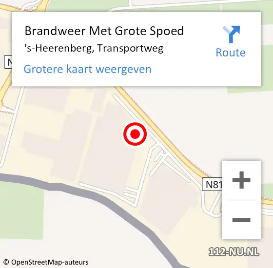 Locatie op kaart van de 112 melding: Brandweer Met Grote Spoed Naar 's-Heerenberg, Transportweg op 8 december 2022 09:39