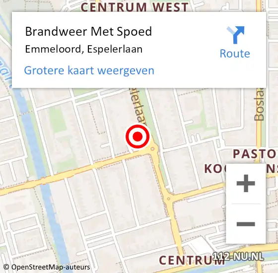 Locatie op kaart van de 112 melding: Brandweer Met Spoed Naar Emmeloord, Espelerlaan op 8 december 2022 10:27