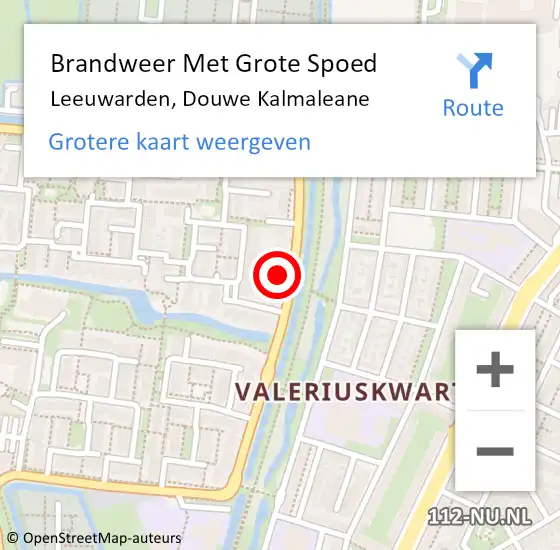 Locatie op kaart van de 112 melding: Brandweer Met Grote Spoed Naar Leeuwarden, Douwe Kalmaleane op 8 december 2022 10:32