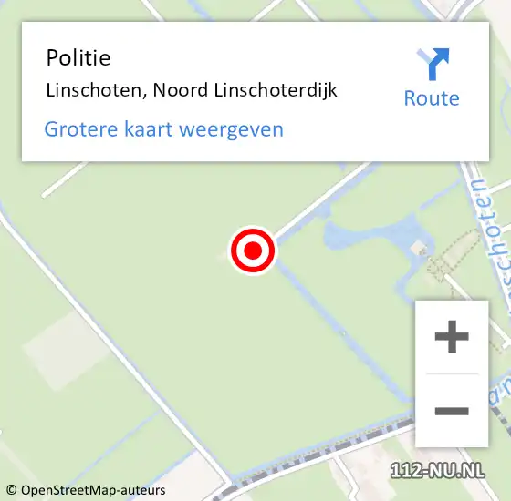 Locatie op kaart van de 112 melding: Politie Linschoten, Noord Linschoterdijk op 8 december 2022 10:58