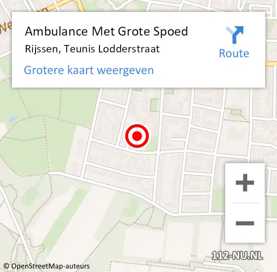 Locatie op kaart van de 112 melding: Ambulance Met Grote Spoed Naar Rijssen, Teunis Lodderstraat op 8 december 2022 10:58