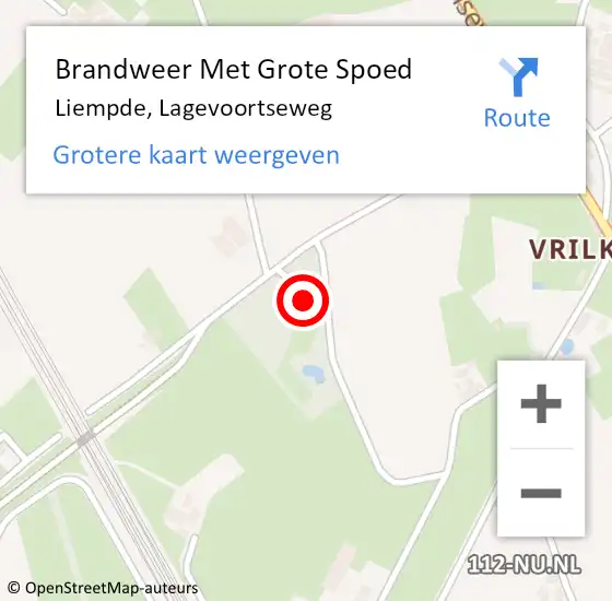 Locatie op kaart van de 112 melding: Brandweer Met Grote Spoed Naar Liempde, Lagevoortseweg op 8 december 2022 11:08