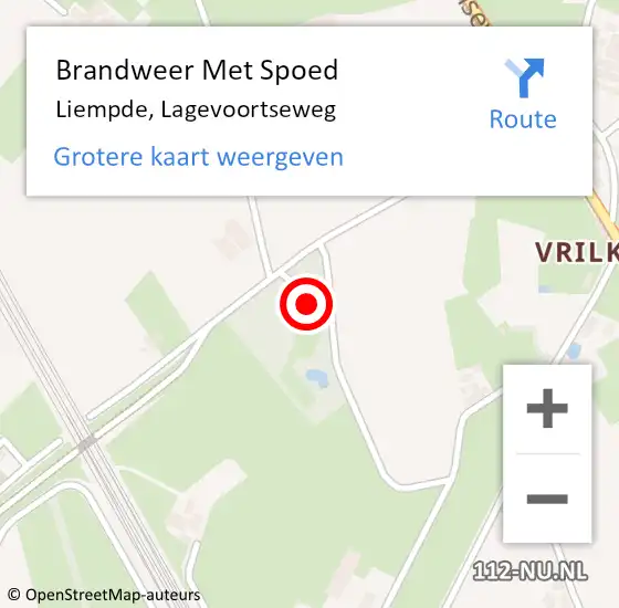 Locatie op kaart van de 112 melding: Brandweer Met Spoed Naar Liempde, Lagevoortseweg op 8 december 2022 11:10