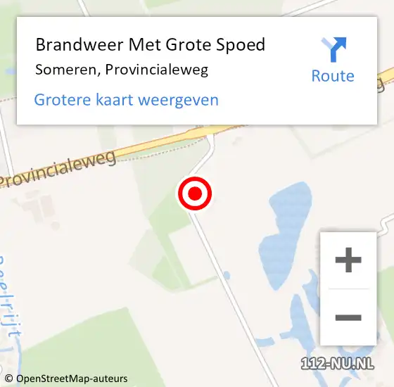 Locatie op kaart van de 112 melding: Brandweer Met Grote Spoed Naar Someren, Provincialeweg op 8 december 2022 11:52