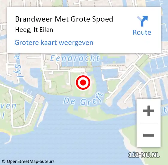 Locatie op kaart van de 112 melding: Brandweer Met Grote Spoed Naar Heeg, It Eilan op 10 oktober 2013 20:06