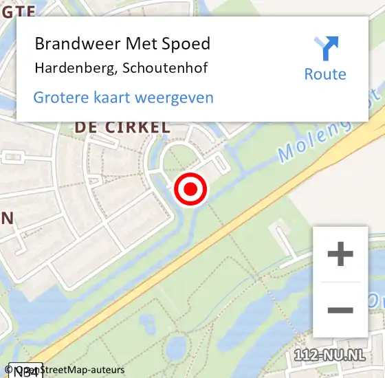 Locatie op kaart van de 112 melding: Brandweer Met Spoed Naar Hardenberg, Schoutenhof op 8 december 2022 12:01