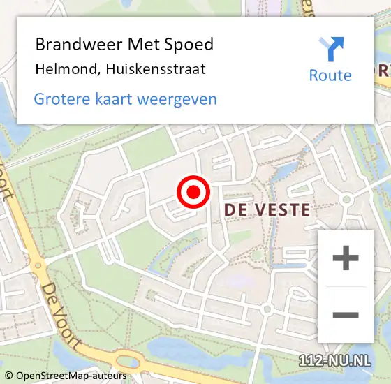 Locatie op kaart van de 112 melding: Brandweer Met Spoed Naar Helmond, Huiskensstraat op 8 december 2022 12:03