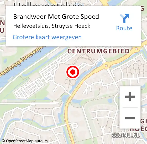 Locatie op kaart van de 112 melding: Brandweer Met Grote Spoed Naar Hellevoetsluis, Struytse Hoeck op 8 december 2022 12:04