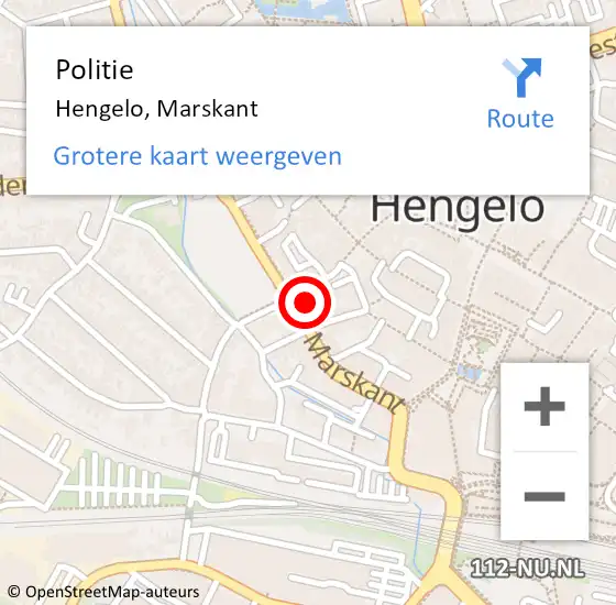 Locatie op kaart van de 112 melding: Politie Hengelo, Marskant op 8 december 2022 12:06