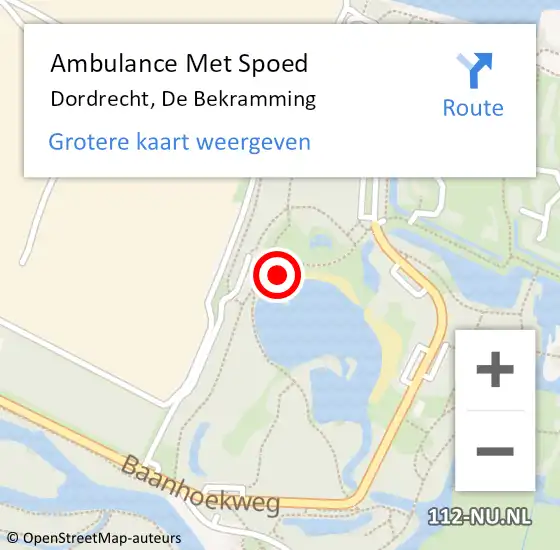 Locatie op kaart van de 112 melding: Ambulance Met Spoed Naar Dordrecht, De Bekramming op 8 december 2022 12:11