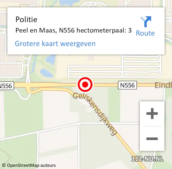Locatie op kaart van de 112 melding: Politie Peel en Maas, N556 hectometerpaal: 3 op 8 december 2022 12:23
