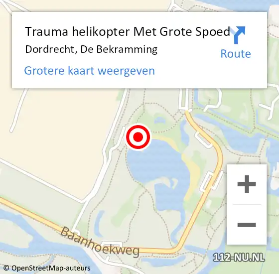 Locatie op kaart van de 112 melding: Trauma helikopter Met Grote Spoed Naar Dordrecht, De Bekramming op 8 december 2022 12:27