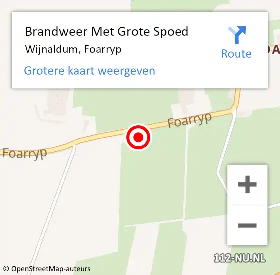 Locatie op kaart van de 112 melding: Brandweer Met Grote Spoed Naar Wijnaldum, Foarryp op 8 december 2022 12:52